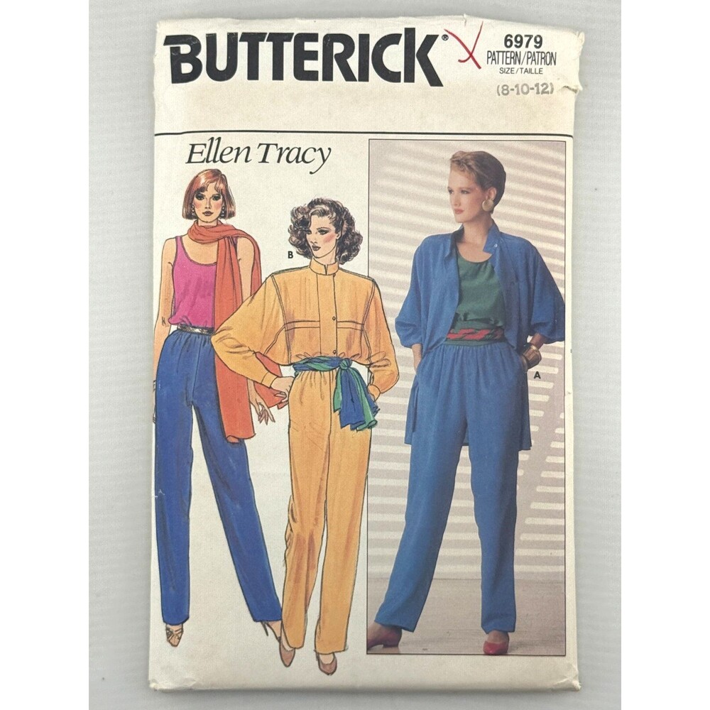 Butterick 6979 Ellen Tracy Misses Shirt Top Pants Sash Pattern Uncut 8-12
